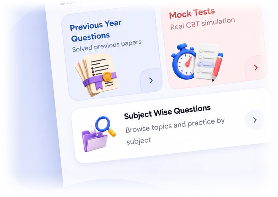 Everything you sit down to study. Mock tests, previous year papers and subject-wise practice. One place, one login, nothing to hunt for.